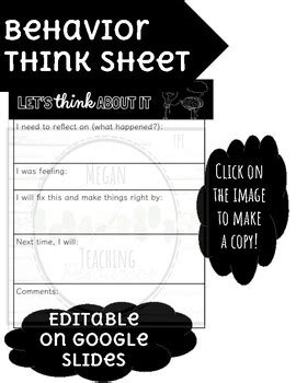 Image result for Behavior Think Sheet