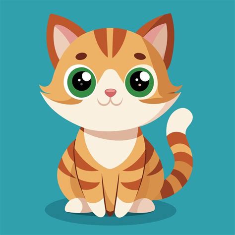 A cartoon cat with green eyes and a blue background | Premium AI ...