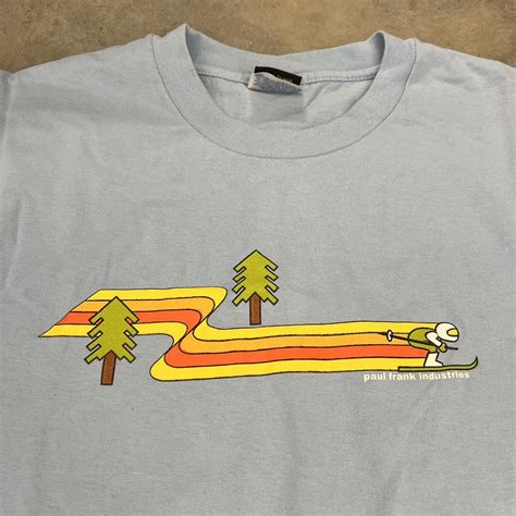 Vintage Paul Frank Ski Skiing T Shirt Blue Size -... | Depop