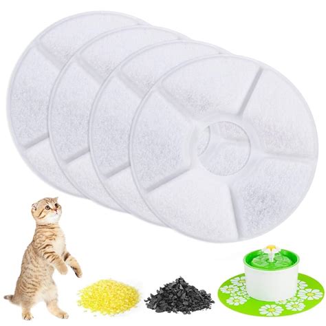 Qpets® 4Pcs Cat Fountains Filter Element, Circular Non-Woven Cat Water ...