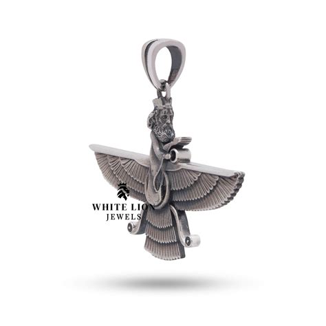 Faravahar 3D Parsi Zoroastrian 925 Silver Pendant – White Lion Jewels