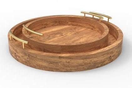 Wooden Serving Tray Set of 2 with Iron Handle Manufacturers and ...