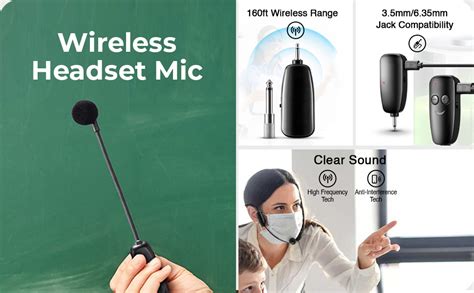 ZORBES® UHF Wireless Headset Mic, 160ft Wireless Microphone Headset UHF ...