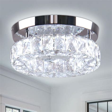 YPQXYHDA 9.8" Crystal Flush Mount Ceiling Light Fixtures LED Round Mini ...