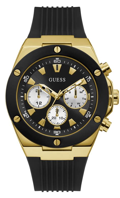 Guess Poseidon Gold Round Dial Multi-function Men Watch - GW0057G1 - At ...