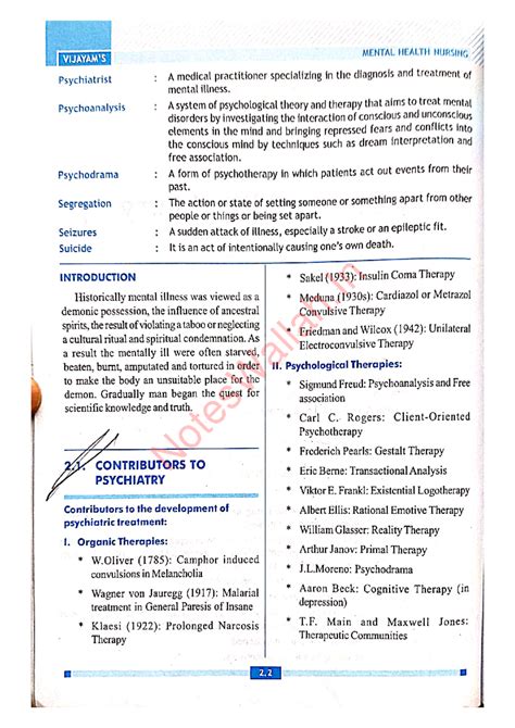 History of Psychiatry: A GNM Course Material - VIJAYAM'S - Studocu