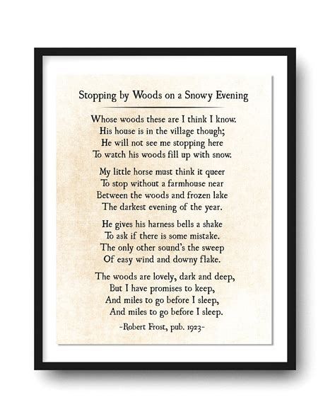 Robert Frost Poem Print, Stopping by Woods on a Snowy Evening, Poetry ...