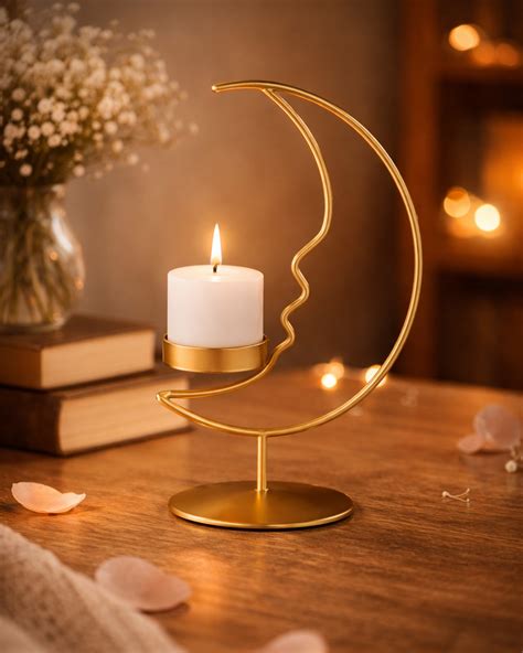 Golden Moon Metal Tealight Candle Holder - Luxury Home Decor – Candleit