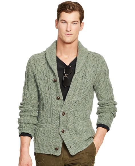 Polo ralph lauren Wool Cable-knit Cardigan in Green for Men (Sage ...