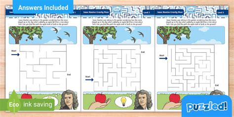 Isaac Newton Gravity Puzzle Maze Pack – Twinkl Puzzled