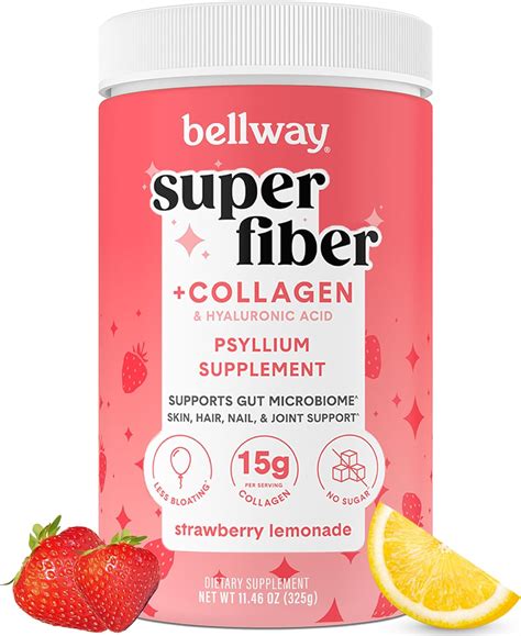Sugar-Free Bellway Super Fiber Powder with Collagen Peptides, 2 Pack ...