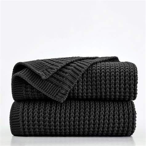 Amazon.com: Douceur Black Throw Blanket for Bed, Soft Chunky Cable Knit ...