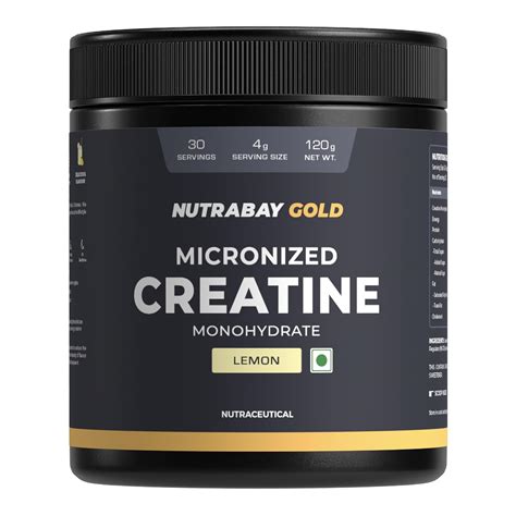Nutrabay Gold Micronised Creatine Monohydrate Powder - 120g, Lemon ...