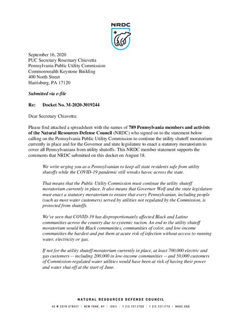 Fillable Online Rosemary Chiavetta, Secretary PA Public Utility ...