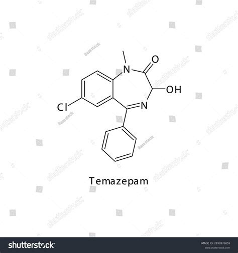 Temazepam Molecule Flat Skeletal Structure Benzodiazepine Stock Vector (Royalty Free) 2190976059 ...