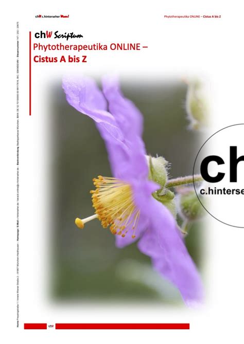 chW Phytotherapeutika ONLINE – Cistus A bis Z – C. Hinterseher Wissen