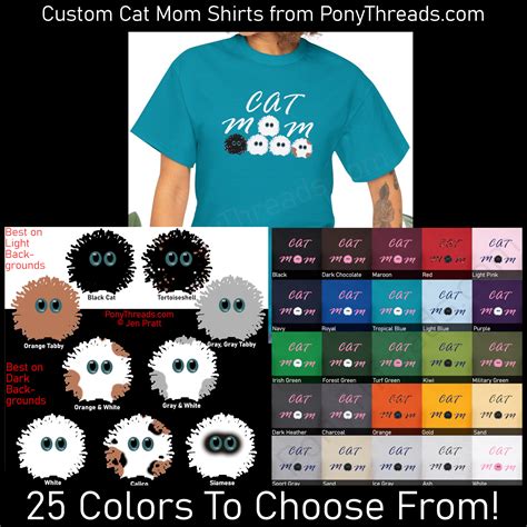 Custom Cat Mom Shirt: Customize Colors, Cats, and Layout - Pony Threads