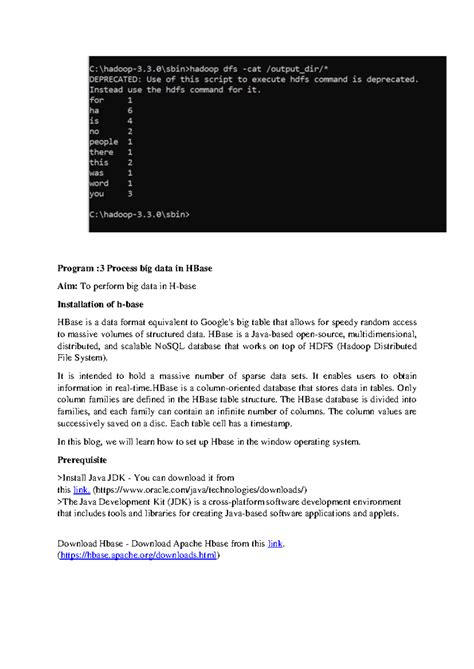 BDA Program-3: HBase Setup & Installation Lab Manual - Studocu