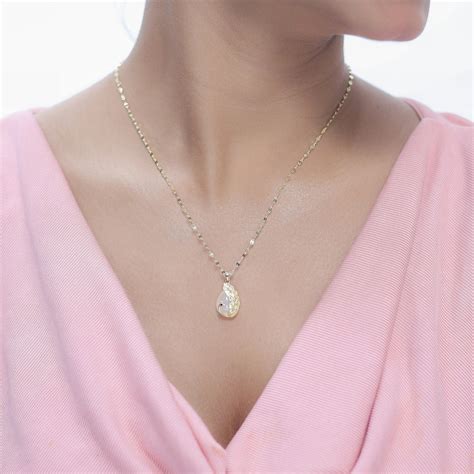 925 Silver Golden Leaf Embrace Chain Pendant | Tassya Silver ...
