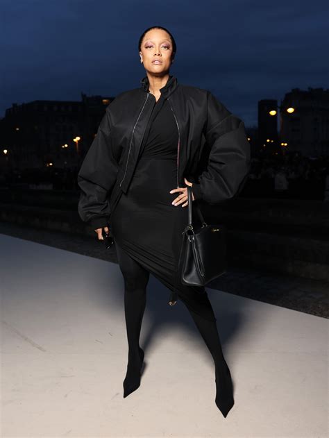 Tyra Banks shows off top model status while attending Balenciaga Fall ...