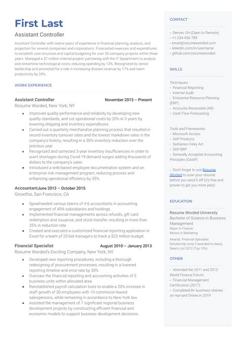 Image result for Controller Resume Examples