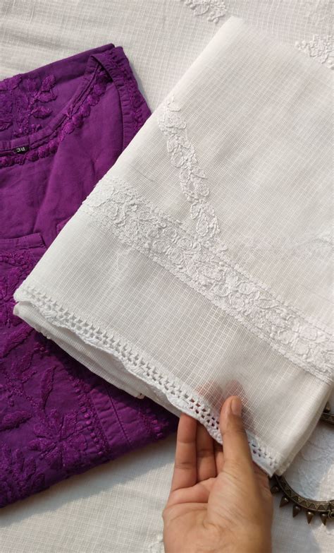 Chikankari pure Kota Cotton Dupatta – Traditional Chikankari House