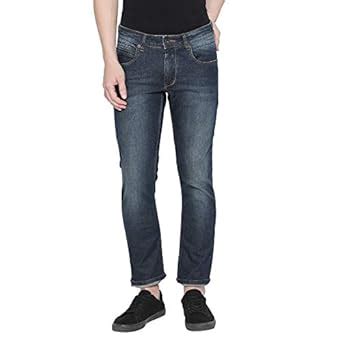 Buy BASICS Casual Plain Navy Cotton Stretch Torque Jeans at Amazon.in