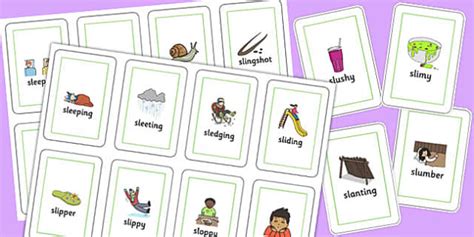 2 Syllable SL Sound Flash Cards