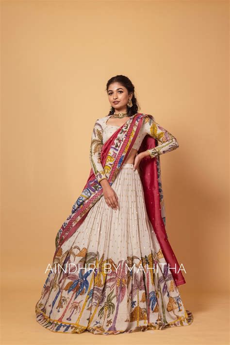 Ivory Palm trees Lehenga set – Aindhri by Mahitha