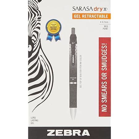 ZEBRA PEN 45610 Sarasa Dry X1 Retractable Gel Ink Pens, Medium Point 0 ...