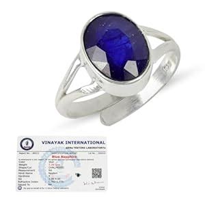 Crystu Natural Certified Neelam Blue Sapphire Gemstone Adjustable Ring ...