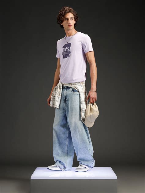 Men's casual slim fit graphic printed t-shirt | Purple – Wrogn