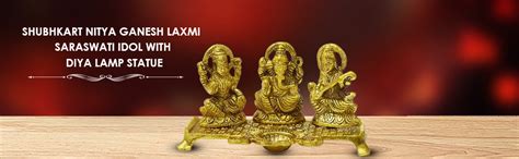 Buy Shubhkart Nitya Ganesh Laxmi Saraswati Idol with Diya | Decorative ...