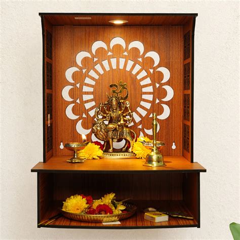Ekhasa Wooden Pooja Mandir for Home Wall Mounted | Wooden God Temple f ...