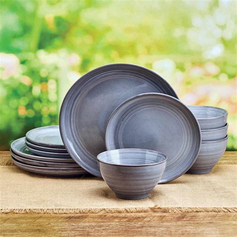 12-Piece Drea Blue Stoneware Dinnerware Set