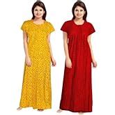 AALIT Nighty for Women Cotton Printed Maxi Gown Ankle Length Nighty ...