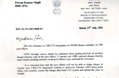 CBS CTS Integration for POSB Cheques Clearance in CBS Post Offices | 23 ...