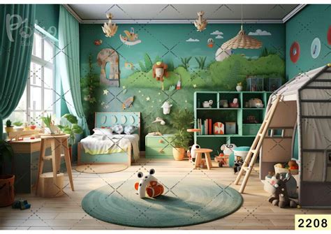 Greenish Jungle Kid Room Backdrop-Printing Backdrop – Poko baby props
