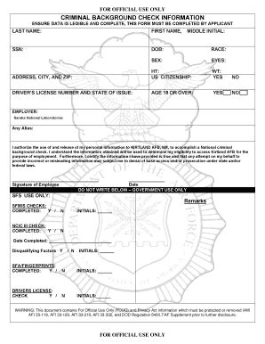 Criminal Background Check Form - Fill Out, Sign & Share Online | pdfFiller