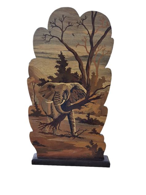 29" Handmade Wooden Patch Work King Elephant Wall Hanging Panel – VTI ...