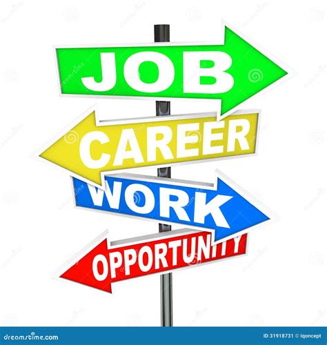 Job Career Work Opportunity Words Road Signs Stock Image - Image: 31918731