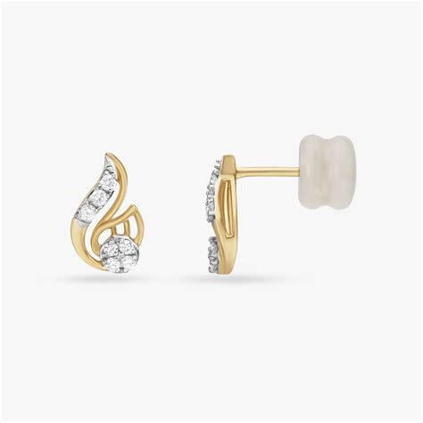 Gilded Leaf Harmony Gold and Diamond Stud Earrings