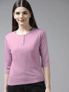 THE DRY STATE Solid Women Round Neck Purple T-Shirt - Buy THE DRY STATE ...