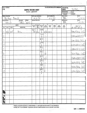 Fillable Online pbadupws nrc USNRC Region I Form 304, Sample Record ...