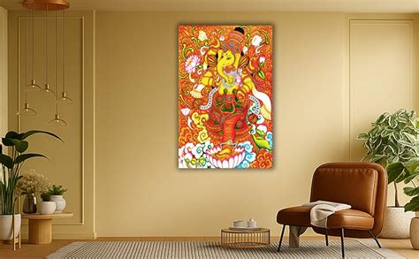 Tamatina Kerala Mural Art Canvas Painting | Lord Ganesha | Traditional ...