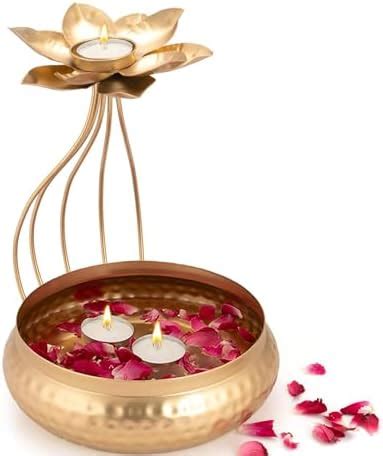 Buy CraftVatika Metal Lotus Tealight Candle Holder for Diwali ...