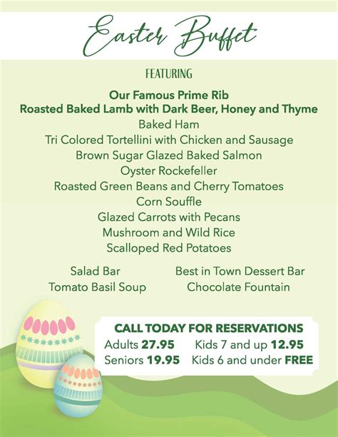 Easter Dinner Menu | Buffalo Bill's Irma Hotel