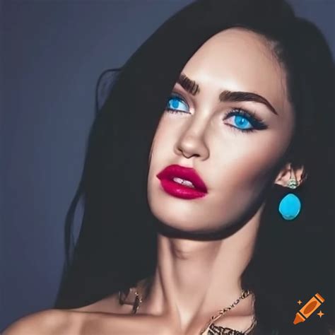 Portrait of megan fox and miley cyrus with striking blue eyes
