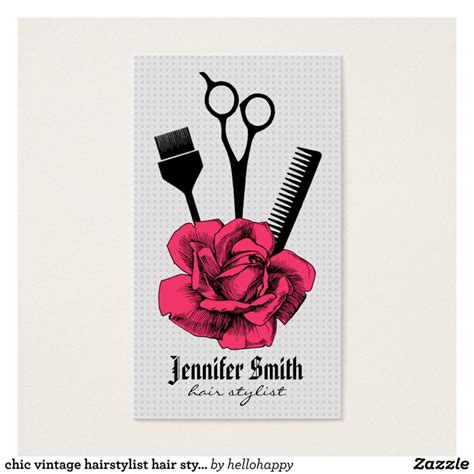 chic vintage hairstylist hair stylist girly pink appointment card ...