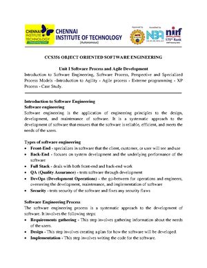 CCS356 Object Oriented Software Engineering Sylabus - CCS356 OBJECT ...